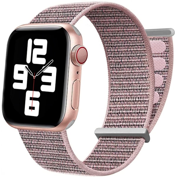 Nylon Klockarmband Kompatibelt med Apple Watch 7 Armband 38mm 40mm 42mm Ersättning för iWatch Serie SE/6/5/4/3/2/1, Rosa Sand