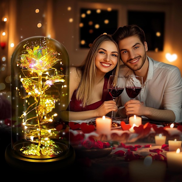 Evig Blomst Glas Lampeskærm Rose Valentinsdag Gave til Kæreste Gave Ornament Simulation Blomst