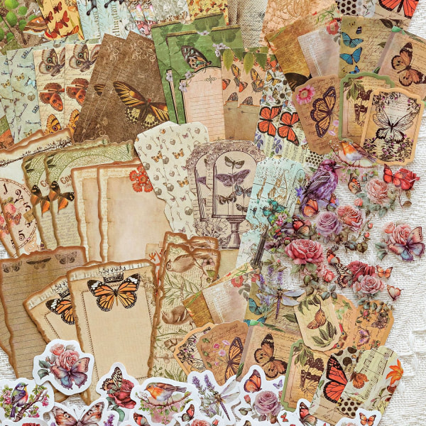 100 st Scrapbooking-klistermärke Vintage Butterfly Scrapbooking Dekorativt papper Scrapbooking Tillbehör Na