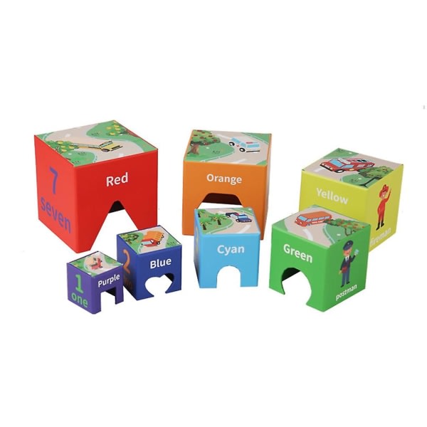 10-delad siffra för kapsling och stapling Blockleksaksstapel och ordinlärning Stapelbar leksak för småbarn 2+