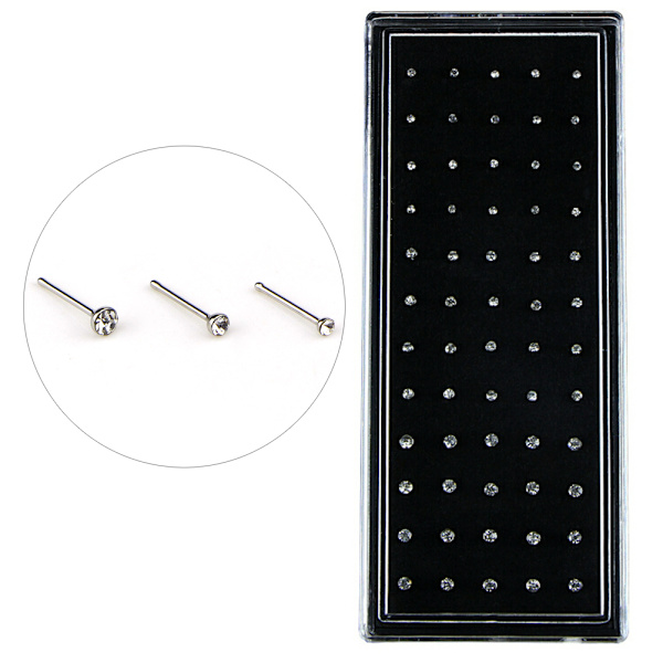 60 st/set Strass Näsring Ben Stud Rostfritt stål White