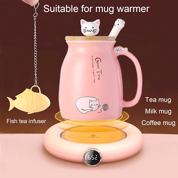 Kawaii Tekopp med Infuser Söt Katt Mugg Keramik Kaffe Mugg Tekopp Söta Saker