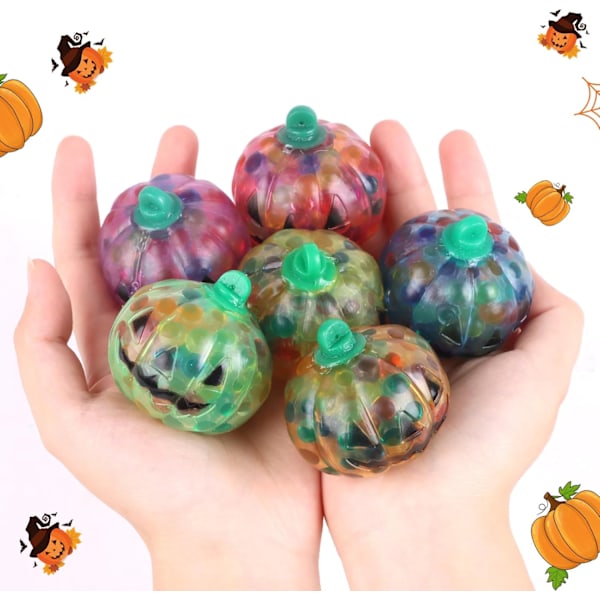 6-pack Halloween Klämleksaker, Halloween Stressbollar Pumpaleksaker Fidgetleksaker för Barn Vuxna Partygåvor