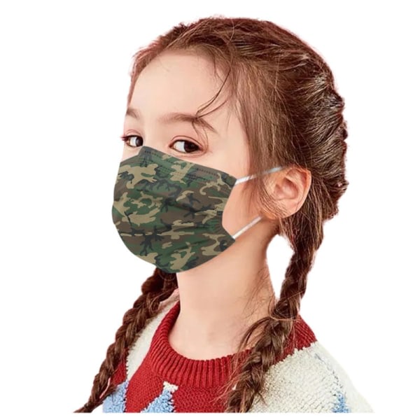 50 st Engångsansikte för Barn 3-lagers print kamouflage öronögla Skyddande ansikte som andas Pojkar Flickor (4)