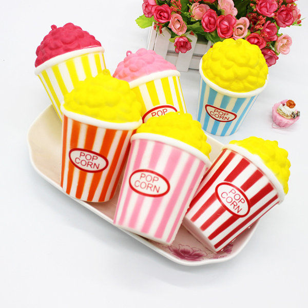 Söt Popcorn Squishy Leksak Ångestlindring Squishy Bollar Klasspriser Kalasleksaker Fidget Leksaker för Barn Vuxna null - Röd plus gul