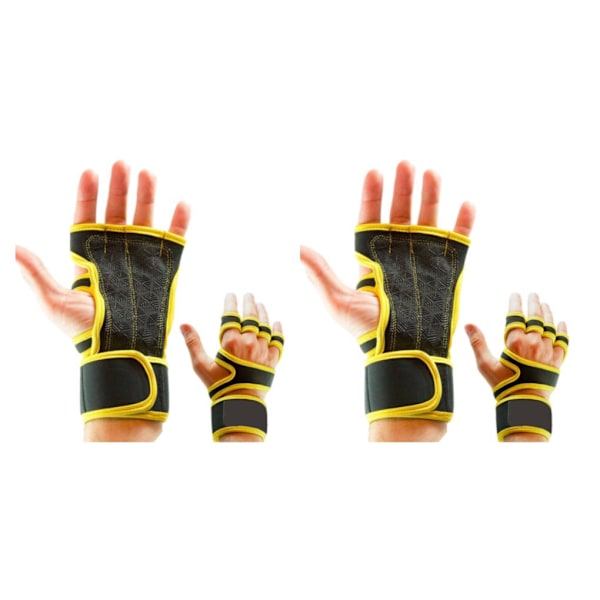 1/2/3/5 2 stk Lette og pustende treningshansker i skinn for Gul XL Yellow XL 2Set