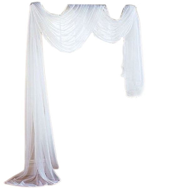 Läpikuultava katosverho, elegantti voile-ikkuna huivi, hääkaari verho, valanssi