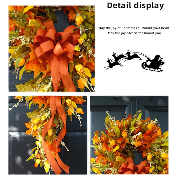 Store efterårs kranser til yderdøren Kunstig Efterår Efterårs krans Kunstig løvblade Høst Garland Halloween Thanksgiving Dekoration Multicolour