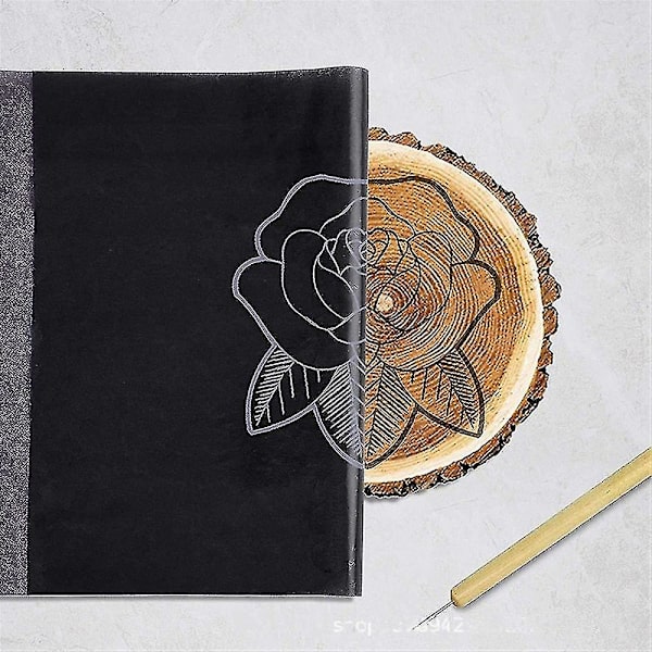 Svart baspapper A4 A3 Fritt snitt Återanvändbart Dubbelsidigt Kontorsmaterial Skolmaterial Ritning Kol A4 black 50 sheets