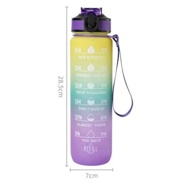 Juomapullo Urheilu Juomakuppi Muovinen Vesipullo 1000ML - varastossa Black