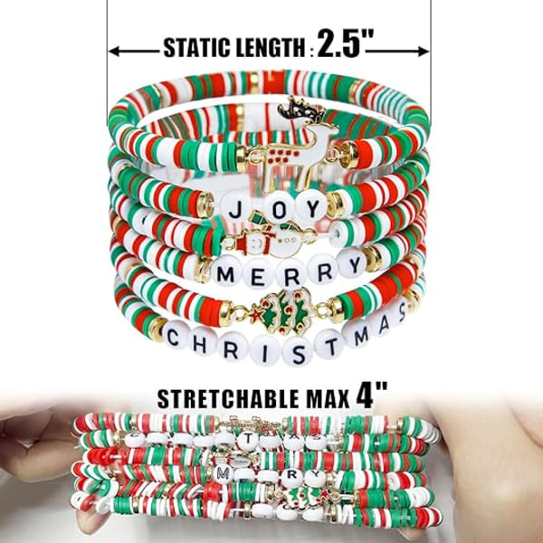 Artlunar 6-pack Söta Jul Armband för Kvinnor och Tonårsflickor som Festpresenter