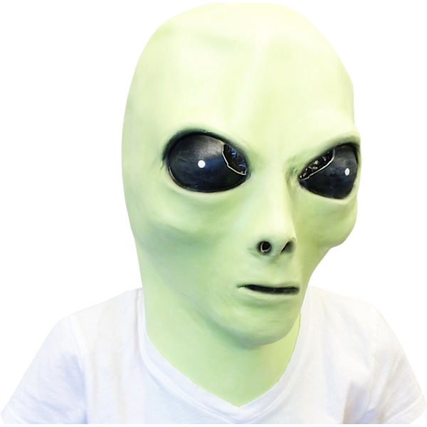 Glow in the Dark Alien Maske med Grønn Alien Bøybar Leke nøkkelring