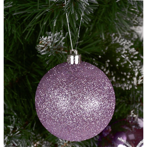 Lilla julekuler, plast, 6cm juletrepynt, 16 stk. lila