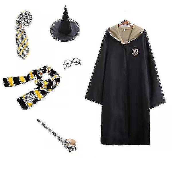 6 stk. Voksen Børn Magiske Troldmand Kostume Halloween Karneval Festkjole Flotte kostumer til Harry Potter Yellow
