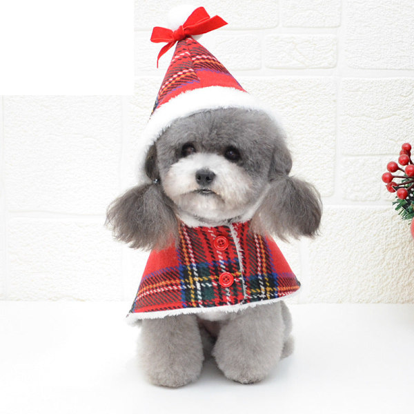 Husdyrkostumer Julekostume Hundekostume Hvalpekostume Teddy Pomeranian Rød Ternet Red Plaid S