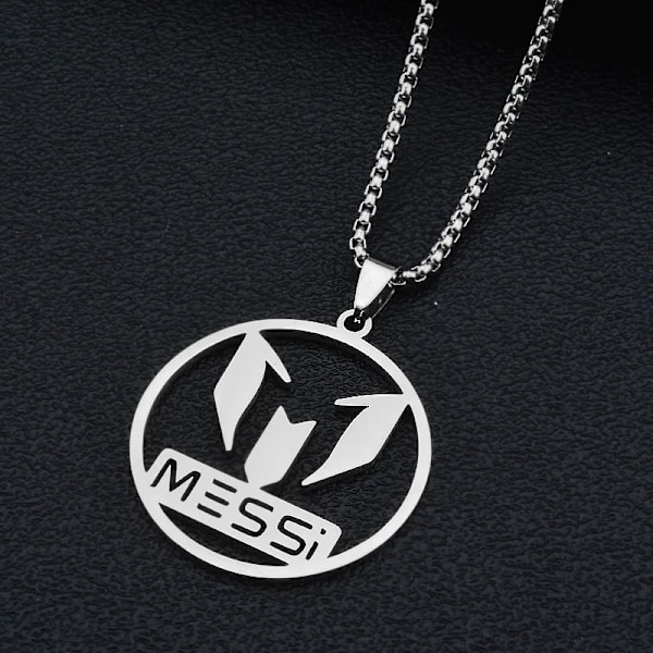 HNSP Lionel Messi Ruostumattomasta teräksestä valmistettu riipus kaulakoru miehille ketjukaulus asusteet korut jalkapallo jalkapallotähti lahja hyvä laatu{GKS} 60CM Cuban Chain
