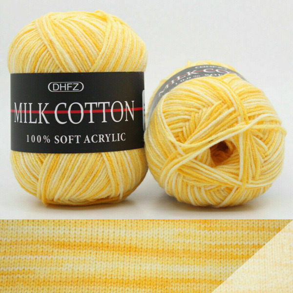 23 Farger Strikking Hekling Mjuk Baby Bomulls Ullgarn Blandet Jobb Lotter 2 Ruller - Yellow