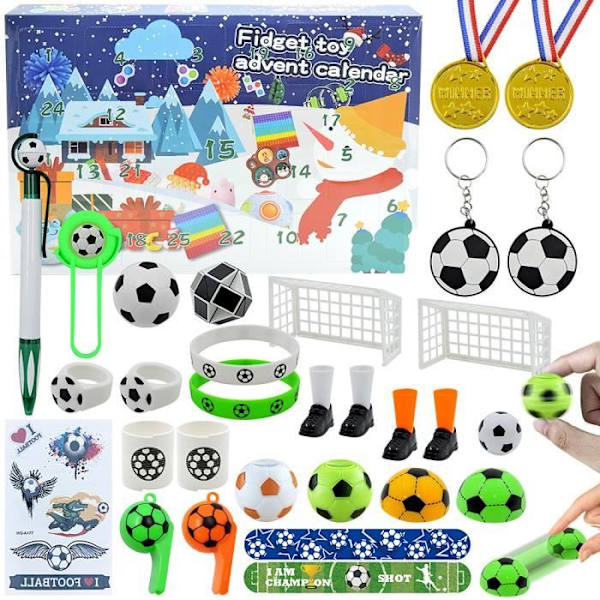 Fodbold Adventskalender 2023 til drenge, piger, verdensfodboldgaver Børnelegetøj - Fodboldjulegaver til fodboldfans HZR