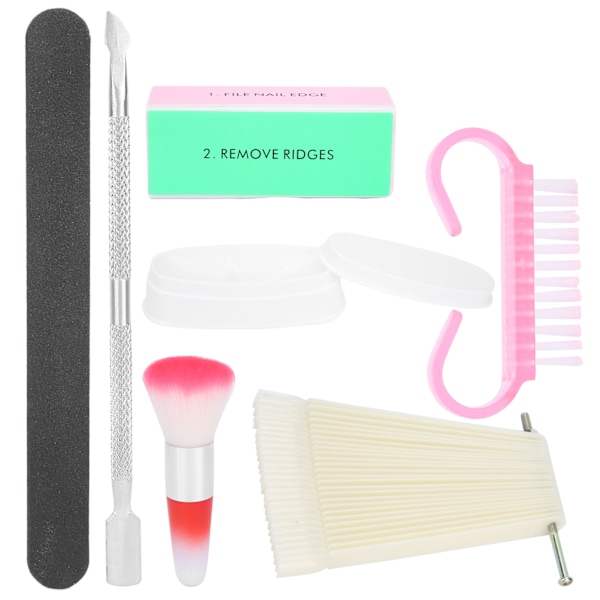 7 st Dip Powder Tray Nagelkonst Dammborttagare Pulverborste Nagelspetsar Display Nagelfil Tillbehör Kit