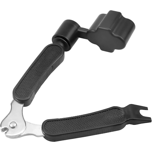 Gitarstrengviklerverktøy 3-i-1 Multifunksjonelt Gitarverktøy Strengkutter Gitarstrengstiftfjerner Gitarbrostiftfjerner (Svart)[GKS]