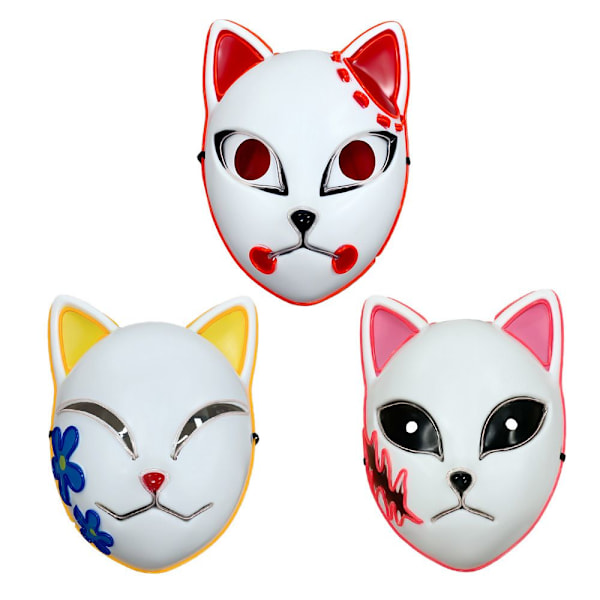 Halloween Glødende Cat Mask LED Lady Demon Slayer