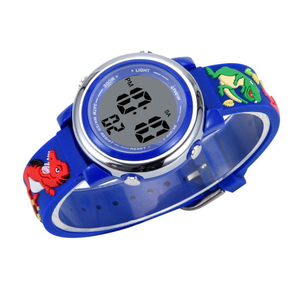 Watch, 3D-tecknad film, vattentät, 7 färger, lampor, digitala watch för småbarn med larm, stoppur
