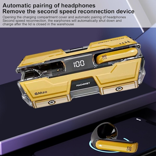 Hörlurar i mekanisk stil - Bluetooth 5.3 HD-samtal med låg latens
