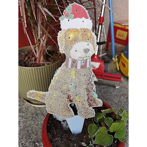 2D Lysande Jul Golden Doodle Hund, Fluffig Doodle Hund med Ljusslinga Jul Akryl Utomhus Gräsmatta Ornament Yw1