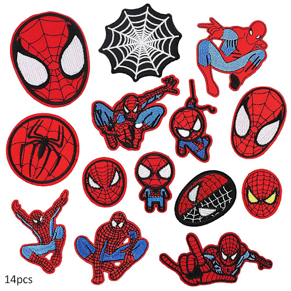 14 kpl Silityslappuja Spiderman Super Sankari DIY Ompelettavat Laikut Applikaatio Laikut Vaatteet Korjauslaikut farkuille, housuille, reppuihin, vaatteille