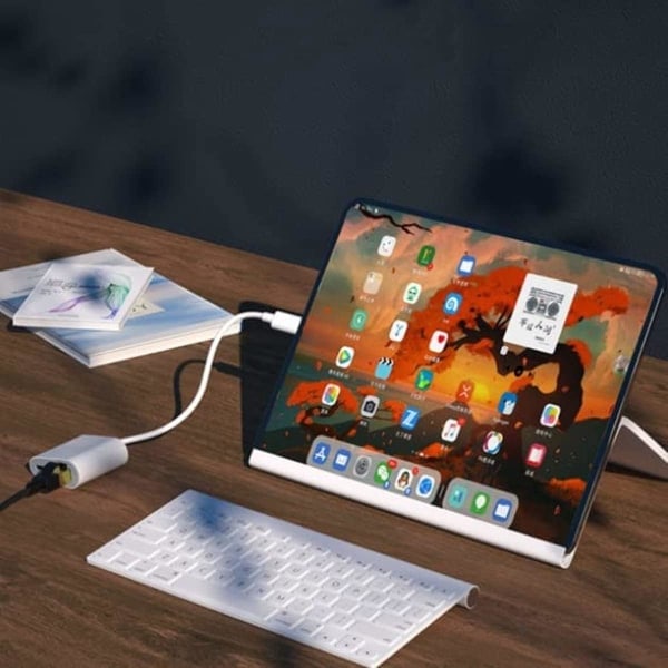 USB-C till RJ45 Ethernet Adapterkabel med PD Type-C/Lighting