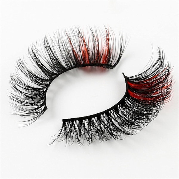 (iLashes.SE) 5 par falske øyevipper - 3D faux mink G828 (svart/rosa) (G-828)