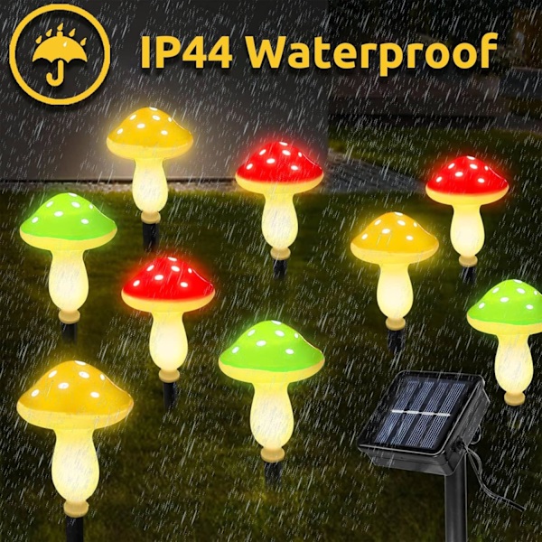 Solar Havedekoration 6 LED Svampe Solcellelamper, Udendørs Vandtætte Svampe Ornamenter
