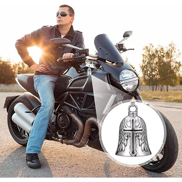 stk motorcykelbeskyttelsesklokker, engelbeskyttelsesklokke med kæde, rustfrit stål【ad】