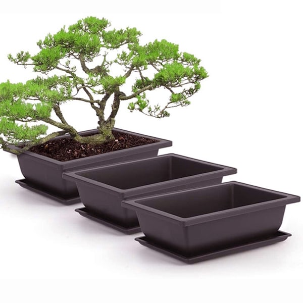 PC Blomsterpotte Plast Altan Firkantede Potter Blomster Bonsai Skål N Rectangle S tray