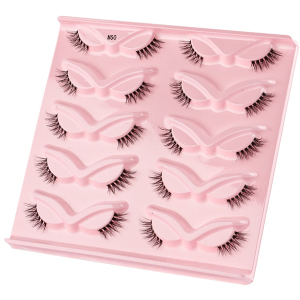 Halve Vipper Naturlig Look Wispy Cat-Eye Øyevipper 3D Løse Øyevipper Fluffy-Myke 10 Par Falske Mink Kunstige Vipper Sett J