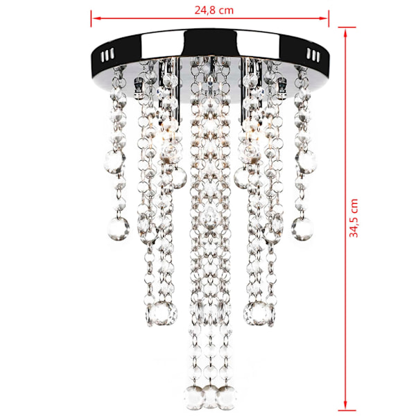 vidaXL Hvit Metall Lysekrone med Krystaller White White