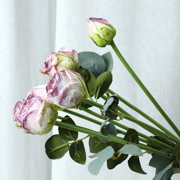 Languifang 8-Hoders Rust Rose Buketter Bryllup Simulering Blomst Hjem Dekorativ Falske Blomster Dekorasjon Kunstig Rose Bukett Spring Wine Red