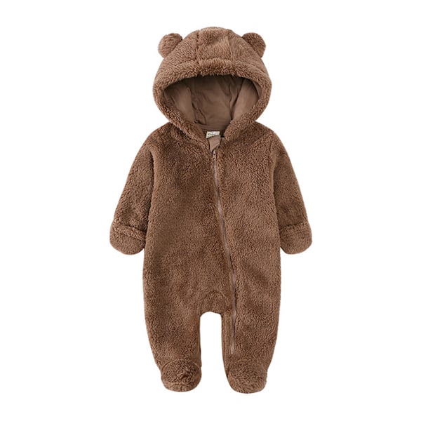 Varm och lätt att bära Baby Vinter Jumpsuit med Huva Lämplig brun brown 9-12months