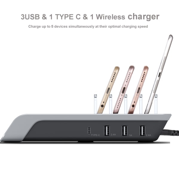 TG USB Multi-Enhetsladdningsstation, 4-Portars Skrivbordsladdningsstation