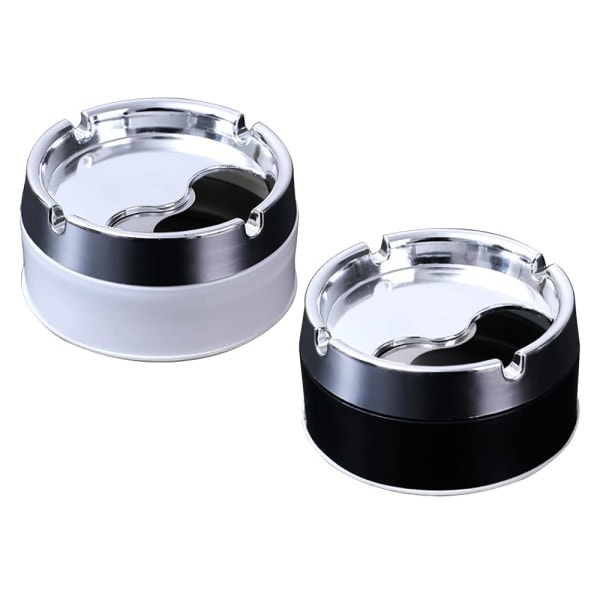 2 pcs Stainless steel Portable ashtray Spin lid Ashtray Modern table ashtray for home office indoors or outdoors