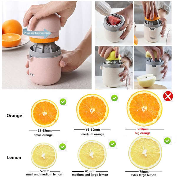 HHL Citronpress Enkel manuell Citrus Juicer Bärbar Lime Juicer Cup med två sätt att använda för olika frukter (vetefärg)