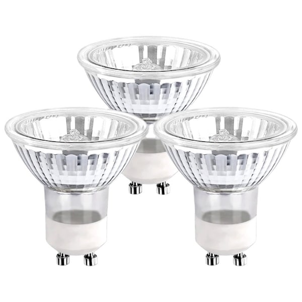 GU10 halogenpærer 35W dimbar, 220V GU10 halogen spotlight 2 pinner, 400 LM, 2800K varmhvit med (3 stk, hvit)【GKS】