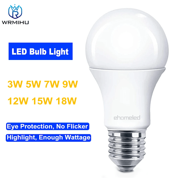 5-pack högkvalitativa LED-lampor med plastbelagd aluminium [9W]/E27 skruvsockel, superljus e27 skruvsockel vit ljus varmt ljus energi för hushåll