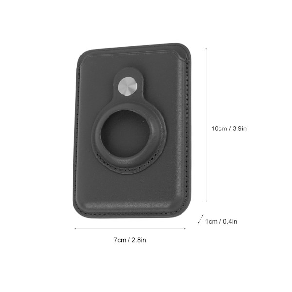 Magnetisk kortholder til Magsafe Tracker Case til IOS Locator 2 i 1 Læderbeskyttelsesetui til Iphone Sort