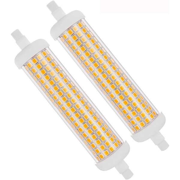 2-pack R7s 118 mm LED-lampor, dimbara, varmvit 3000 K, 20 W, motsvarande 100 W AC 230 V, 2000 lm, J-typ, 180 °