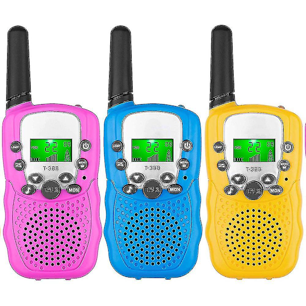 Walkie talkies for barn 3-pakke, 3 miles lang rekkevidde med bakgrunnsbelyst LCD