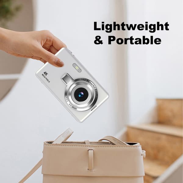 4K digitalkamera silver med 64 GB-kort och OTG-adapter