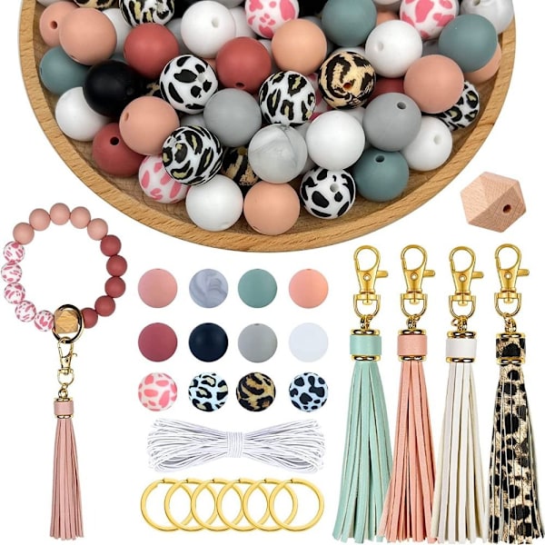 100pcs 15mm round silicone beads Key rings tassels