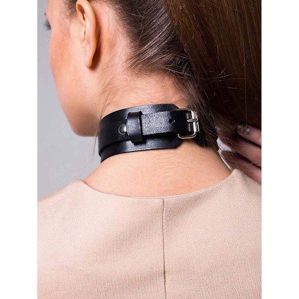 Kule sorte choker-halskjeder for kvinner, punk goth choker, gotisk choker i PU-lær