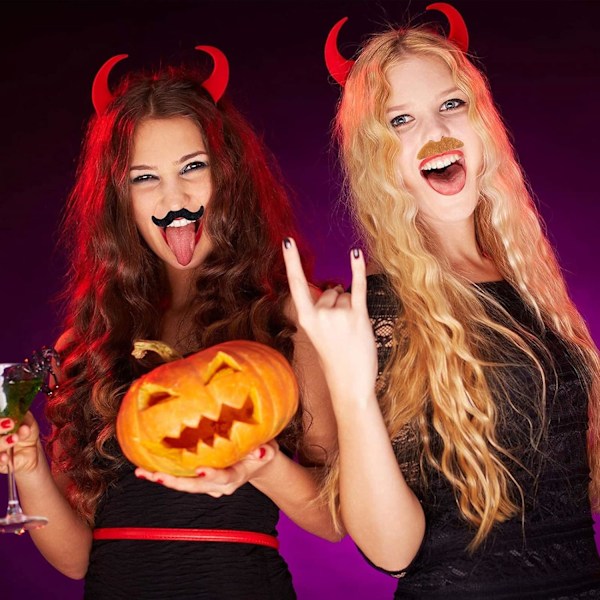 48-pakke Falske Overskæg, Selvklæbende Flerfarvede Overskæg til Fest, Maskerade, Halloween, Performance